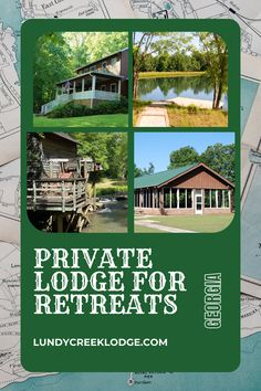 the front cover of a brochure with pictures of houses and water in it