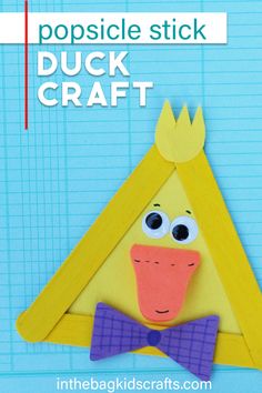 this popsicle stick duck craft is so cute and easy to make it's perfect for