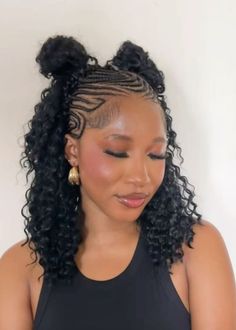 Short Braided Bob Hairstyles, Cute Black Protective Hairstyles, Cornrows And Curly Weave, Cute Short Protective Hairstyles, Black Girls Vacation Hairstyles, Braided Hairstyles For Black Women Short Hair, Cheap Black Hairstyles, Half Braids Natural Hair, Fulani Curly Braids