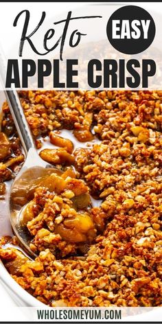 Low Carb Keto Apple Crisp Recipe Keto Apple Recipes, Keto Crisps, Sliced Zucchini, Ketogenic Desserts, Apple Crisp Easy, Sugar Free Low Carb