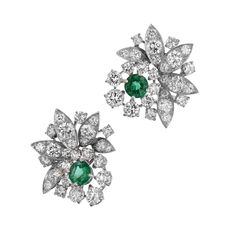 Zambian Emeralds Platinum Diamond Estate Earrings Earrings Estate & Vintage Sothebys Jewelry, Harry Winston Jewelry, Titanic Jewelry, Jewelry Classic, Ear Clips, Harry Winston, Colombian Emeralds, Emerald Earrings, Fine Jewels