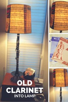 an old lamp is turned into a music sheet lamp