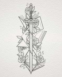 Goth Tatoos, Book Inspired Tattoos, Bookish Tattoos, Fantasy Tattoos, Dagger Tattoo, Tattoo Design Book, Fourth Wing, Line Art Tattoos, Book Tattoo