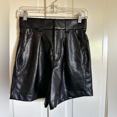 Abercrombie And Fitch Women’s Black Vegan Leather Pleaded Shorts. Nwt. Super Cute Length Is Perfect Not Too Short Not Too Long. Higher Wasted. Black Leathwr Shorts, Black Pleated Shorts, Abercrombie And Fitch Shorts, Black Vegan, Pleated Shorts, Abercrombie And Fitch, Abercrombie & Fitch, Too Long, Too Short