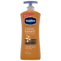 Made with cocoa butter and a blend of Vaseline Jelly, Vaseline Intensive Care Cocoa Radiant Body Lotion helps keep your skin looking healthy and fresh. Our rich formula combines 100% pure cocoa and shea butter, giving you a natural glow. Clinically proven to keep skin healed for 3 weeks, after using daily for 4 weeks in a clinical study, this non-greasy, fast-absorbing cocoa butter lotion is your go-to dry body moisturizer. Deep Moisturizing Daily Body Lotion Vaseline dry skin lotion goes beyond Vaseline Intensive Care Cocoa Radiant, Vaseline Lotion, Vaseline Intensive Care, Vaseline Jelly, Pure Cocoa Butter, Healing Dry Skin