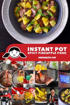 an advertisement for instant pot spicy pineapple pork