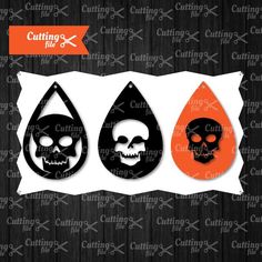 three skull and tear shaped paper cut outs with the words cutting file on them,