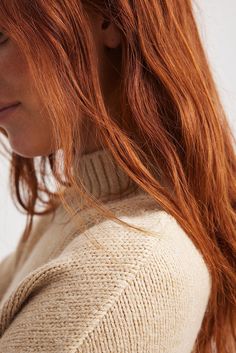 This sweater features a stretchy soft knit and oversize fit. It has a ribbed turtleneck and wide ribbed hems. Beige Pullover, Knit Turtleneck Sweater, Ribbed Turtleneck, Future Fashion, Beige Sweater, Knitted Sweater, Soft Knits, Oversized Fits, Industrial Style