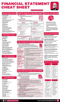 the financial statement sheet is shown in red and white, as well as other information