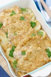 a casserole dish with broccoli and cheese