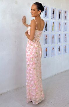 Renesmee Pink Floral Chiffon Maxi Dress – Beginning Boutique US Flowy Pink Maxi Dress With Floral Print, Pink Floral Embroidered Fitted Maxi Dress, Flowy Pink Floral Print Maxi Dress, Pink Floral Print Backless Maxi Dress, Pink Floral Embroidery Floor-length Maxi Dress, Pink Floral Maxi Dress, Floral Chiffon Maxi Dress, Prom Midi Dress, Chiffon Maxi