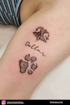 a small tattoo with the words mother and baby's footprints