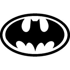 the batman symbol is shown in black and white, with an oval shape on it