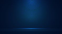 a dark blue background with an intricate design on the bottom and center, along with a light at the end