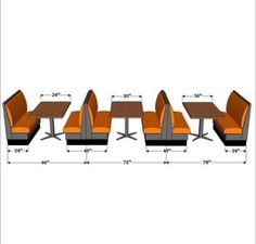 an image of a table and chairs with measurements for each seat in the same room