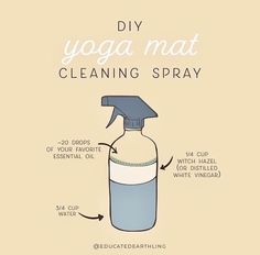 a poster with instructions on how to use a diy yoga mat cleaning spray