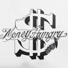 the word money flurry written in cursive writing on white paper with black ink