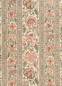 an intricately designed wallpaper with flowers and leaves on white background, in shades of red