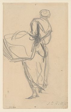 a drawing of a woman in a long dress