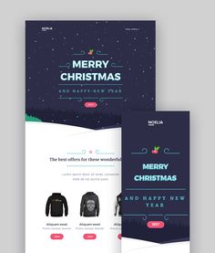 the website design for merry christmas and happy new year is displayed on two different screens