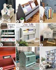 different types of furniture and accessories are featured in this collage