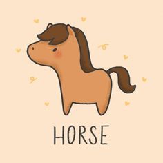 a cartoon horse with hearts around it's neck and the word horse on its back