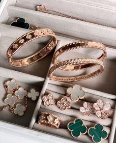 Van Cleef & Arpels Alhambra Aftercare Guide - PurseBop خواتم خطوبة, Van Cleef And Arpels Jewelry, Bracelets And Rings, Expensive Jewelry Luxury, Van Cleef And Arpels, Jewelry Essentials, Classy Jewelry, Expensive Jewelry, Stacked Jewelry