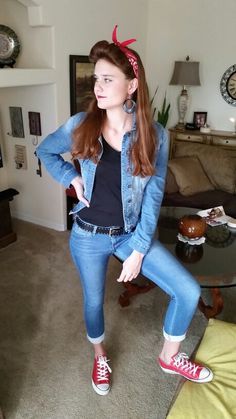 Greaser Costume "Outfit" Greaser Costume, Girl Greaser Outfit, Sock Hop Outfits, Decades Outfits, Greaser Outfit, Grease Outfits, Decade Day, 50s Outfit