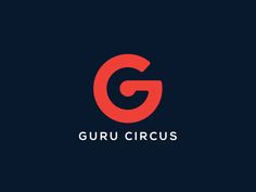 the logo for guruu circus is shown in red and black on a dark background