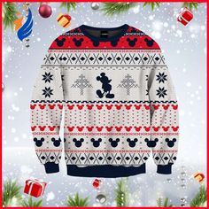 an ugly sweater with mickey mouse on it