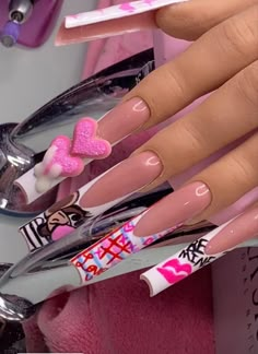 Fye Nails, Baddie Nails, Dope Nail Designs, Long Acrylic Nails Coffin, Exotic Nails, Long Square Acrylic Nails