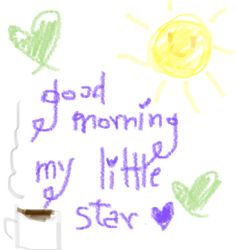 a child's drawing with the words god morning my little step