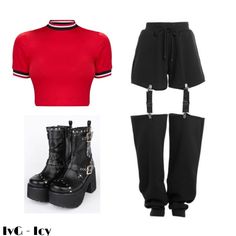 Icy Outfits, Png Outfits, Red And Black Outfits, 2000s Clothes, Stage Outfit, Capsule Outfits, Lovely Clothes, Red Outfit