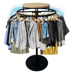 PRICES MAY VARY. Additional Space: The wooden board placed on top of this round garment racks brings extra space for easy display of signage, shoes, handbags and countertop mannequins to make your store and double your sales Sturdy and Rack: This circular clothing rack is of 2cm thick solid wood board, 2mm plate , thick pipe,bearings. These materials make the rack more sturdy. the wrought at high temperature after spraying and coloring, and it is not easy to fade, which is different from baking Pipe Racks For Clothes, Clothing Shelves, Store Dressing Room, Dress Rack, Retail Store Interior Design, Boutique Clothing Store, Dress Display, Clothes Stand, Retail Market