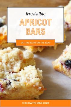 apricot bars with blueberries and crumbs on top