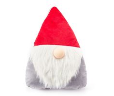 a stuffed toy with a red and white santa hat on it's head is shown