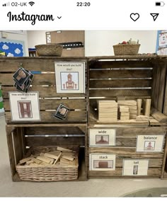 an old wooden crate filled with pictures and cards