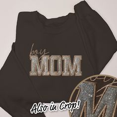 Get ready to sparkle and show off your "boy mama" pride with our Mom Shirt Glitter! This fun and stylish t-shirt features sparkly glitter accents and a bold "boy mom" statement, making it the perfect addition to your wardrobe. Show the world your love for your little boy with this playful and trendy shirt! 8 oz./yd² (US) 13.3 oz./L yd (CA), 50/50 cotton/polyester, 20 singles Classic Fit Air jet yarn for softer feel and reduced pilling Double-needle stitching at shoulders, armholes, neck, waistba Boy Mama Shirts, Boy Mom Sweatshirt, Valentines For Mom, Brides Babes, Boy Mama, Pet Mom, Beach Blue, Mom Art, Mama Shirts