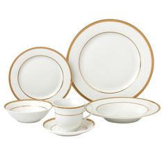 white and gold dinnerware set