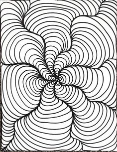 an abstract black and white drawing with swirls in the center, on a square background