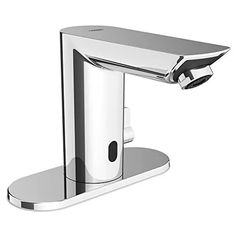 a chrome sink faucet on a white background