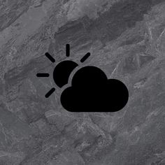 a black and white image of a weather icon on a gray background with the sun behind it