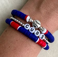 Chicago Cubs Baseball Bracelets SET OF 3 Stackable Baseball Bracelets Sports Bracelet Personalized Bracelet - Etsy Baseball Bracelets, Baseball Bracelet Diy, Team Bracelets, Baseball Bracelet, Sports Bracelet, Chicago Cubs Baseball, Cubs Baseball, Bracelets Handmade Beaded, Personalized Bracelets