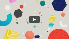 an animated video with many different shapes and colors in the background, including circles and dots