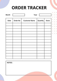 an order tracker is shown in the form of a sheet with lines and dots on it