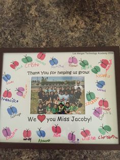 a group of children's handwritten thank you for helping us grow with butterflies