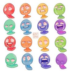 an assortment of cartoon faces with different expressions