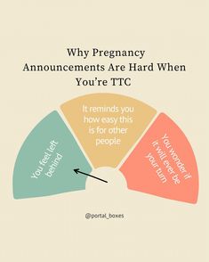 a pie chart with the words, why pregnant announcements are hard when you're t c