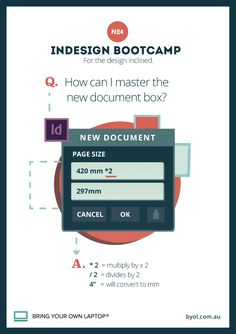 an info sheet with the instructions for how to make a new document in indesign boot