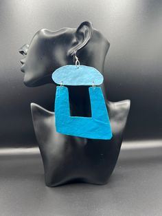 Paper mache earrings hand painted. Handmade Artisan Blue Earrings, Artisan Handmade Blue Earrings, Artistic Hand Painted Earrings, Artistic Turquoise Earrings With Ear Wire, Artistic Turquoise Earrings For Gift, Handmade Artistic Blue Earrings, Artisan Hand Painted Dangle Earrings, Artistic Hand Painted Drop Earrings, Unique Hand Painted Turquoise Earrings